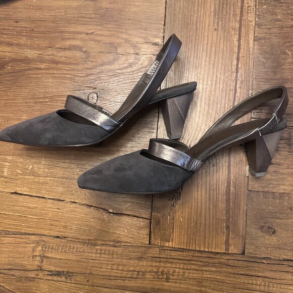 COCLICO Slingback pumps in grey suede and metallic leather! Size 38.5 - Picture 6 of 8